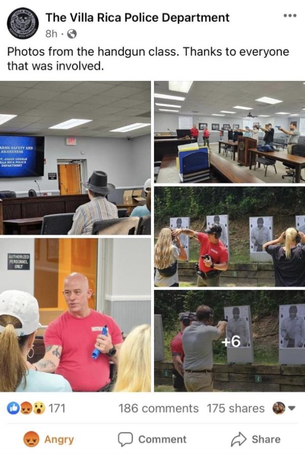 Since-deleted images posted by police showing white people firing at a target featuring a Black man  