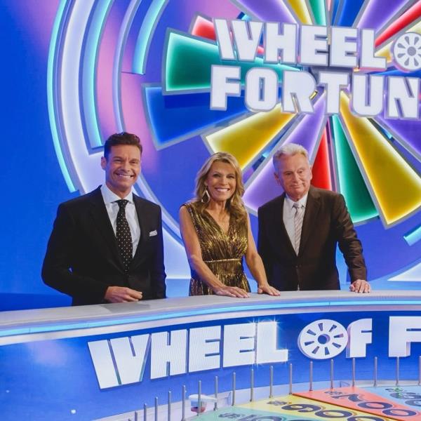 Ryan Secrest, Vanna White, and Pat Sajak on 