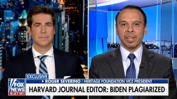 Severino is pictured speaking to Jesse Watters Thursday night.