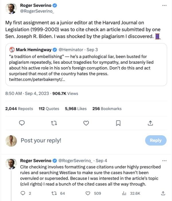 A screengrab of Roger Severino's tweets describing the incident.