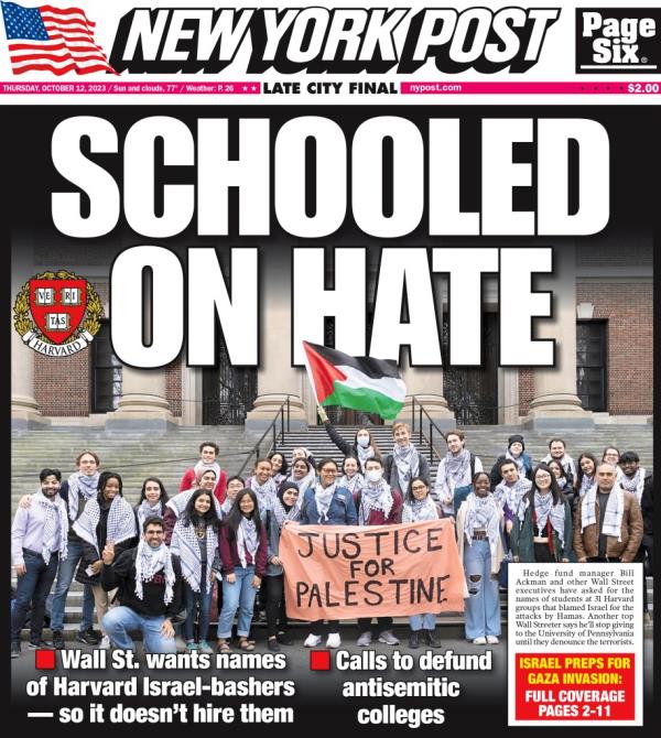 New York Post cover for Thursday, Oct. 12, 2023.