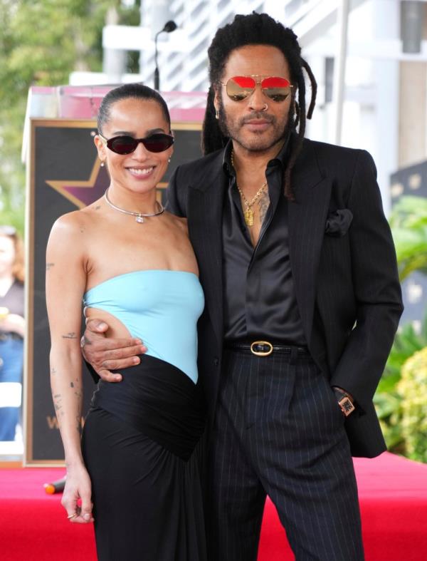 Lenny Kravitz with daughter Zoe Kravitz at the Hollywood Walk of Fame on March 12, 2024