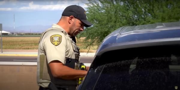 Frank Sloup makes a traffic stop