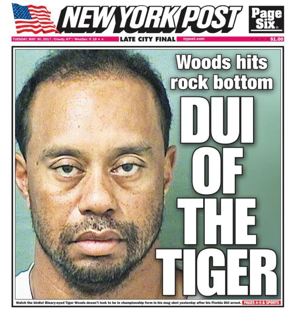 NY Post cover 'DUI of the Tiger' 