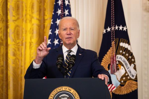 President Joe Biden speaks on expanding access to mental health care during an event at the White House.