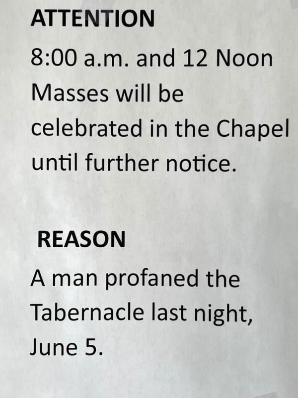 A sign saying services have been canceled. 