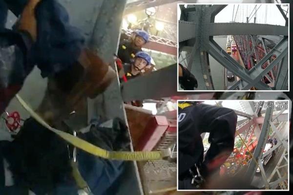 随身摄像机拍下了纽约警察在威廉斯堡大桥英勇营救的一幕