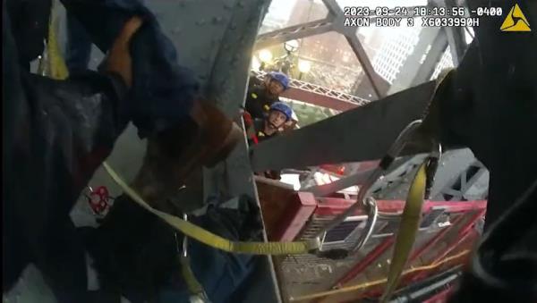 Police received multiple callers reporting a man threatening to jump from the bridge Williamsburg Sunday.