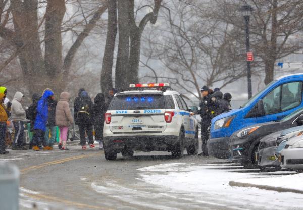 A man was arrested at the Randall's Island, Manhattan, NY migrant site on January 19, 2024