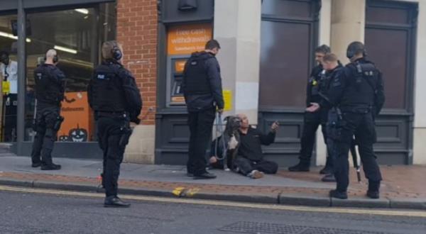 Moment armed police seize large dog after it 'attacked puppy' in Croydon CREDIT: Jasper Roberts