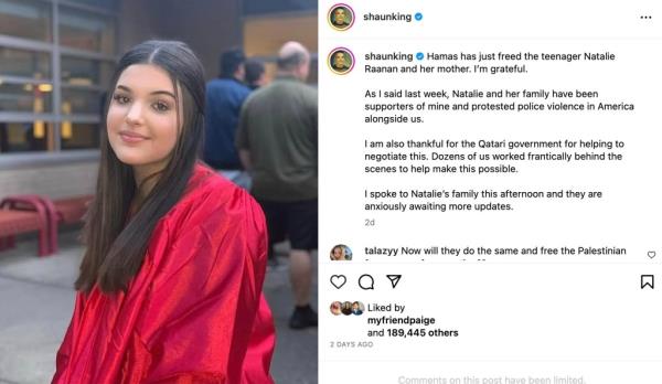 The Instagram post King made following the release of Natalie and Judith.