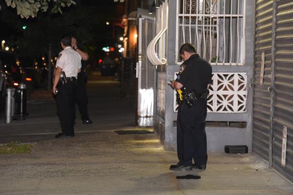 Cops on sidewalk.