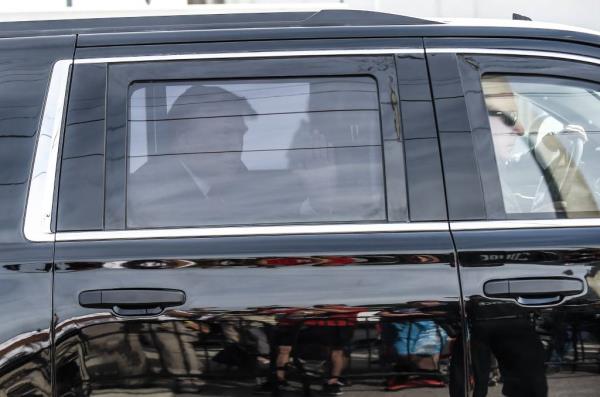 Former President Do<em></em>nald Trump arrives at the federal courthouse for a hearing in his classified docu<em></em>ments case, on Friday, March 1, 2024, in Fort Pierce.