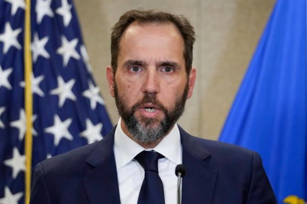 Special counsel Jack Smith speaks to the media a<em></em>bout an indictment of former President Do<em></em>nald Trump, Aug. 1, 2023.