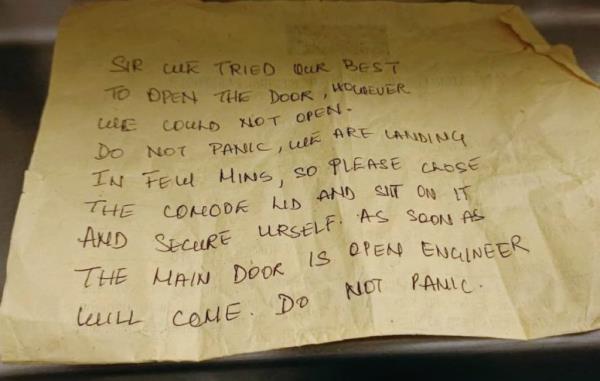Note sent by crew