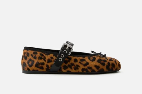 Image of a cheetah print Miu Miu Mary Jane shoe