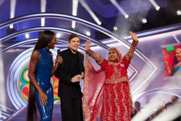 EDITORIAL USE o<em></em>nLY Mandatory Credit: Photo by Shutterstock for Big Brother (14141510ac) AJ Odudu, Will Best and Farida 'Big Brother', Show 1, UK - 08 Oct 2023