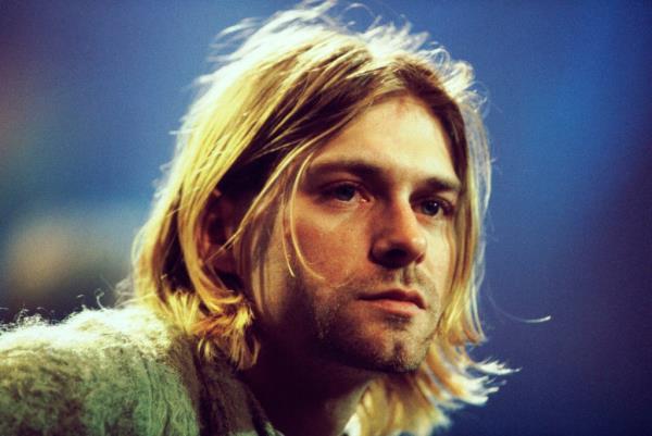 A photo of Kurt Cobain at the taping of MTV's 