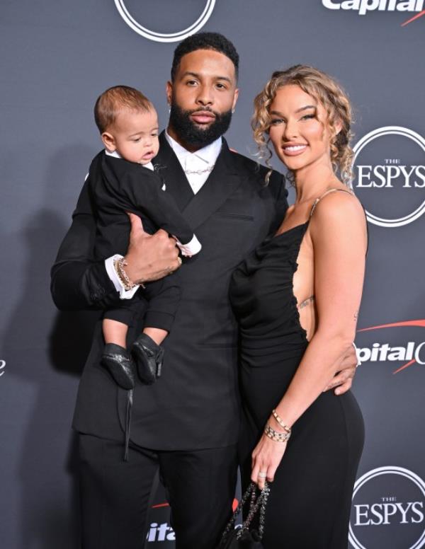 Odell Beckham Jr with son Zydn and girlfriend Lauren Wood