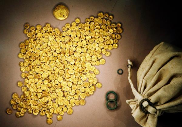 Coins of the Celtic Treasure are on display.