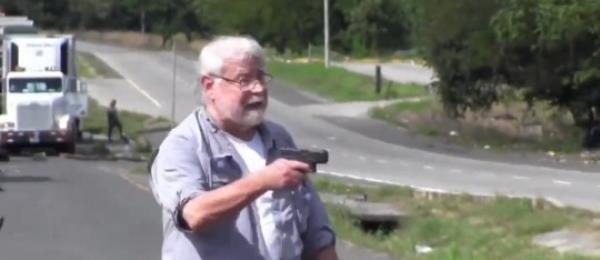 Caption of video posted November 8, 2023: Kenneth Darlington, a 77-year-old American lawyer, has been taken into custody following a shocking incident captured on video. Darlington was filmed as he approached enviro<em></em>nmental demo<em></em>nstrators who were obstructing a highway in Panama on Tuesday. Tragically, he fatally shot two protesters during the confrontation.