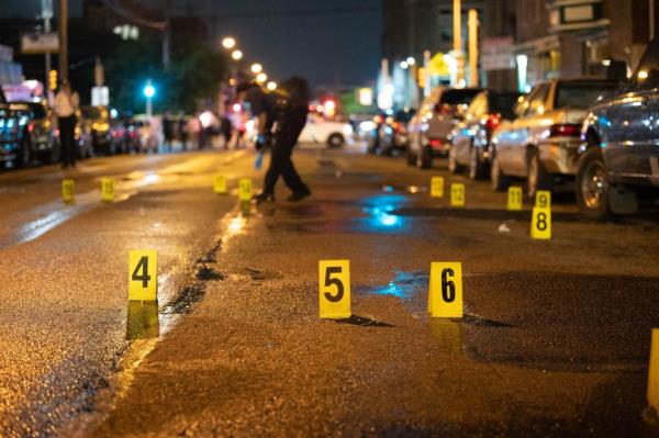 Officers said they found dozens of shell casings strewn across eight blocks. 
