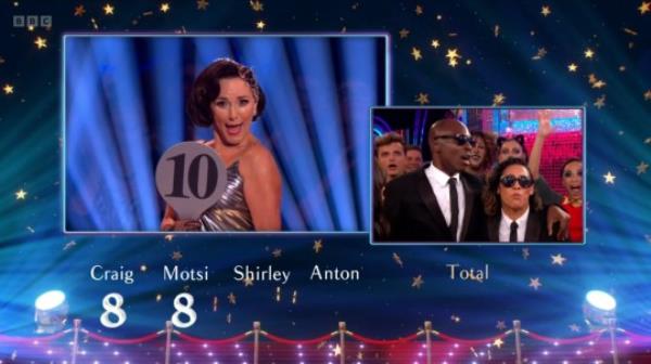 Shirley Ballas giving a 10 on strictly Come Dancing.