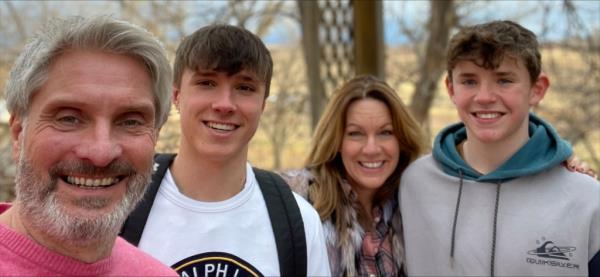 Murder victim Barnaby Webber, second left, with his father David Webber, left, mother Emma and brother Charlie.