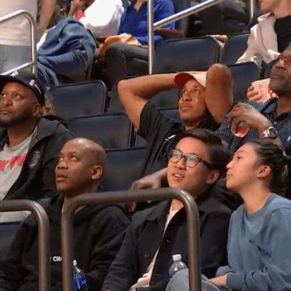 Stephon Marbury puts his hands on his head during the Knicks' Game 6 loss to the Pacers on May 17, 2024. 