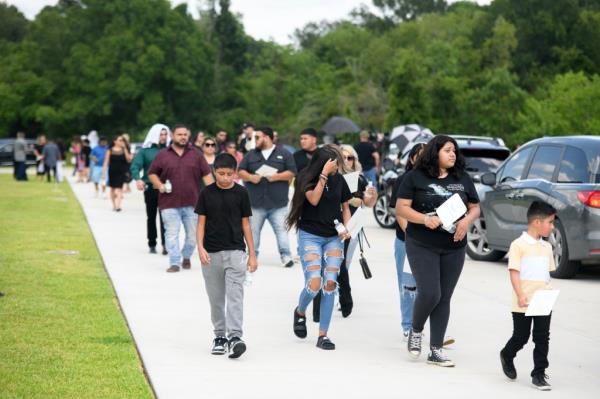 Mourners leaving Nungaray's funeral.