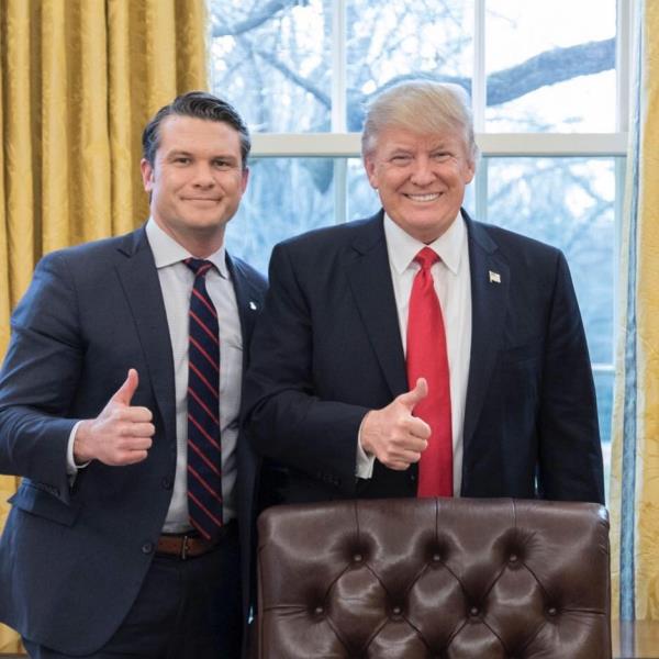 Pete Hegseth and Do<em></em>nald Trump