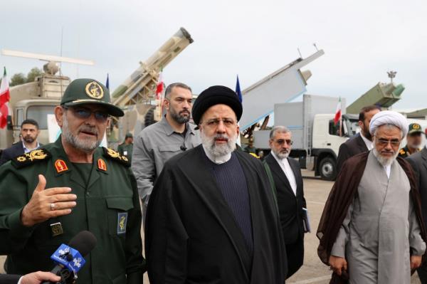 Iranian President Ebrahim Raisi visits the military equipment of IRGC Navy in Bandar Abbas, Iran, February 2, 2024.