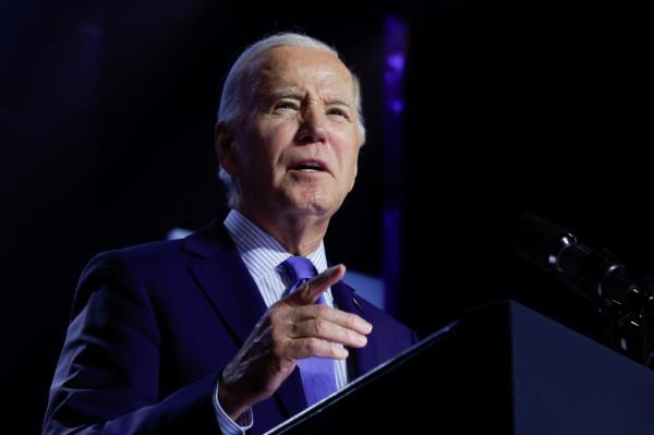 President Joe Biden delivering remarks at a campaign event.