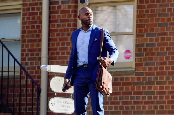 Nathan Wade was spotted outside his law office on the outskirts of Atlanta, Georgia, on Thursday afternoon.