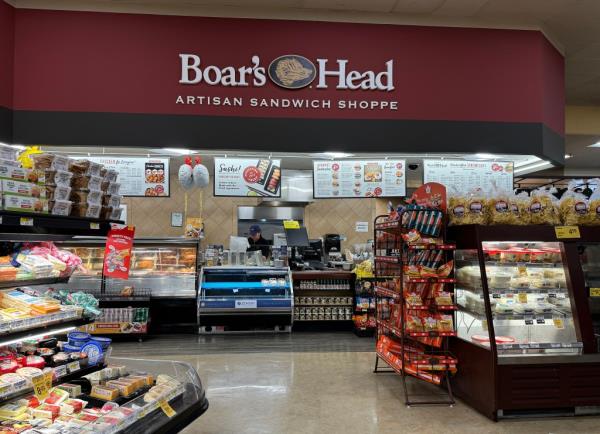 Boar's Head deli section inside a Safeway store in San Anselmo, California, packed with various meats and cheeses