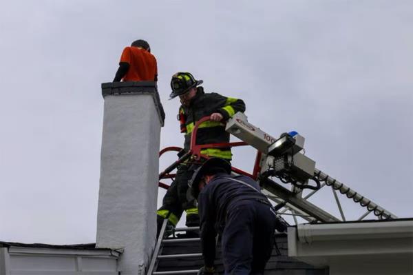 boy stuck in chimney