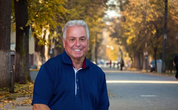 Mike Sapraicone, NYPD First Grade Detective (ret) turned political candidate, smiling at the camera for his campaign website.