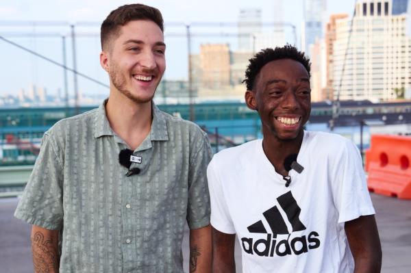 Leukemia survivor Elijah John, 18, of Brooklyn, N.Y., right, with Nicholas Miranda-Newberry, of Chicago, Illinois, the do<em></em>nor who saved Johnas life four years ago with a bone marrow donation.