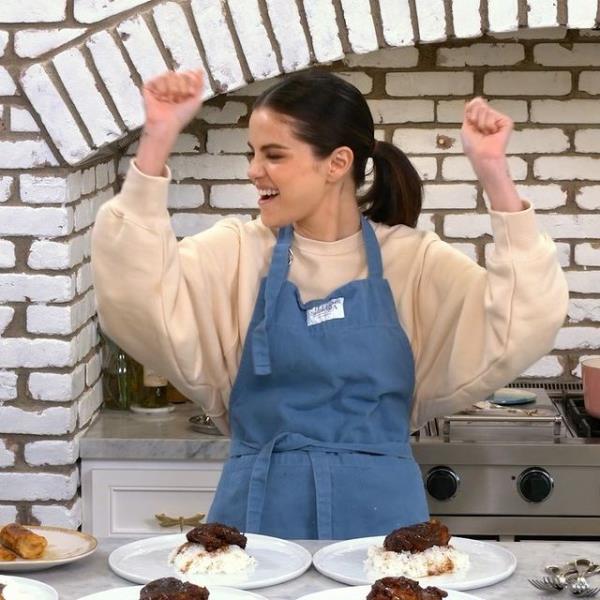 Selena Gomez in an episode of her cooking show 