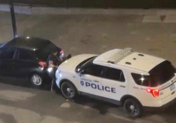 The SUV pinned the cop