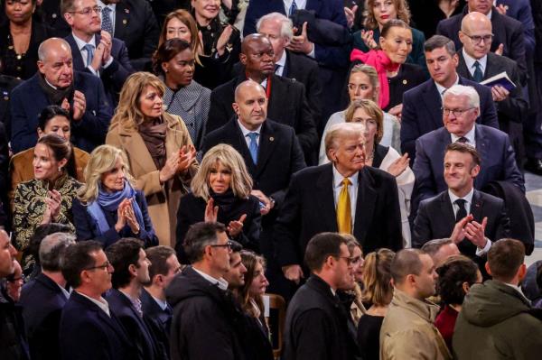 Ashley Biden, Jill Biden, Do<em></em>nald Trump, Emmanuel Macron during official reopening ceremony of Notre-Dame Cathedral in Paris, France on December 7, 2024.