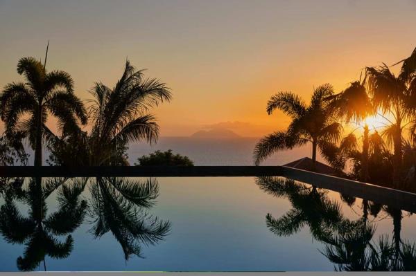 The infinity pool at sunset.