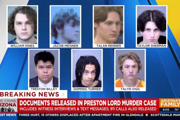 Group of young men displaying various facial ex<em></em>pressions, l<em></em>inked to Queen Creek case of Preston Lord's attack
