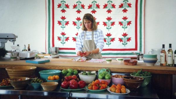 Martha Stewart in a kitchen, expressing surprise a<em></em>bout her archival usage on a Netflix project
