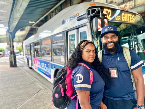 MTA bus drivers Curtis Carrington and Arlanda Jones.