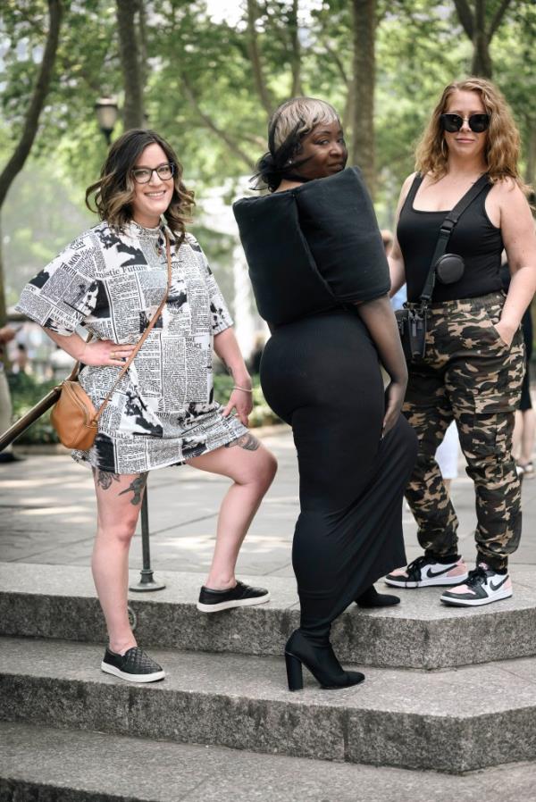 “Yes, you look like a condom,” a woman in Bryant Park said as we exchanged laughs over the frock. When I asked if she’d wear it, I got a quick, “Absolutely not,” in response.
