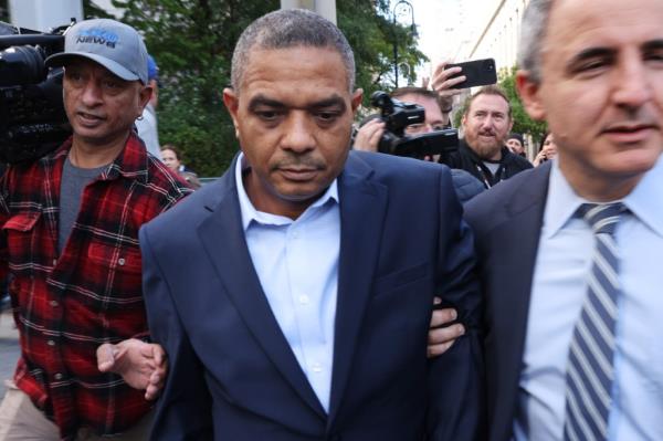New Jersey businessman Jose Uribe, 56, leaves a Manhattan court after being indicted on bribery charges in co<em></em>njunction with Senator Bob Menendez and his wife Nadine Menendez on September 27, 2023 in New York City.