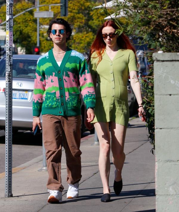 Joe Jo<em></em>nas and Sophie Turner are seen on February 16, 2022, in Los Angeles.