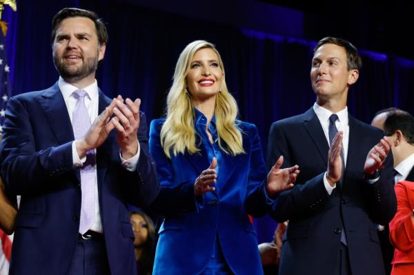 Do<em></em>nald Trump's daughter Ivanka made her first appearance of the 2024 campaign as she joined her father on stage for his victory speech early Wednesday.