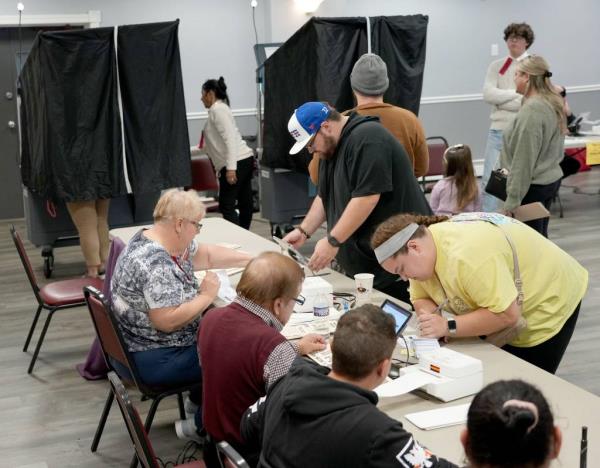 Voters at the booth in South Jersey